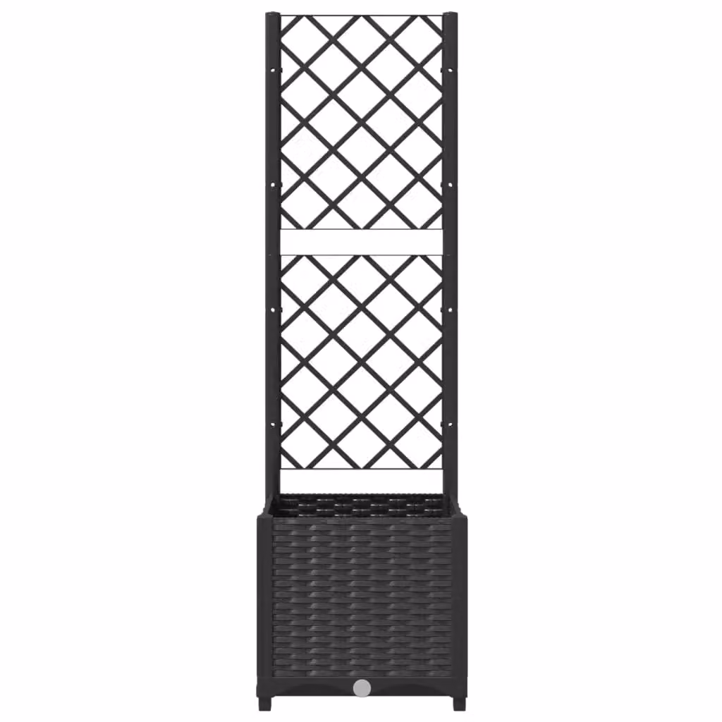 Berkfield Home Black Garden Planter with Trellis and Climber Tub, W/D/H: 40 x 40 x 136 cm – 2