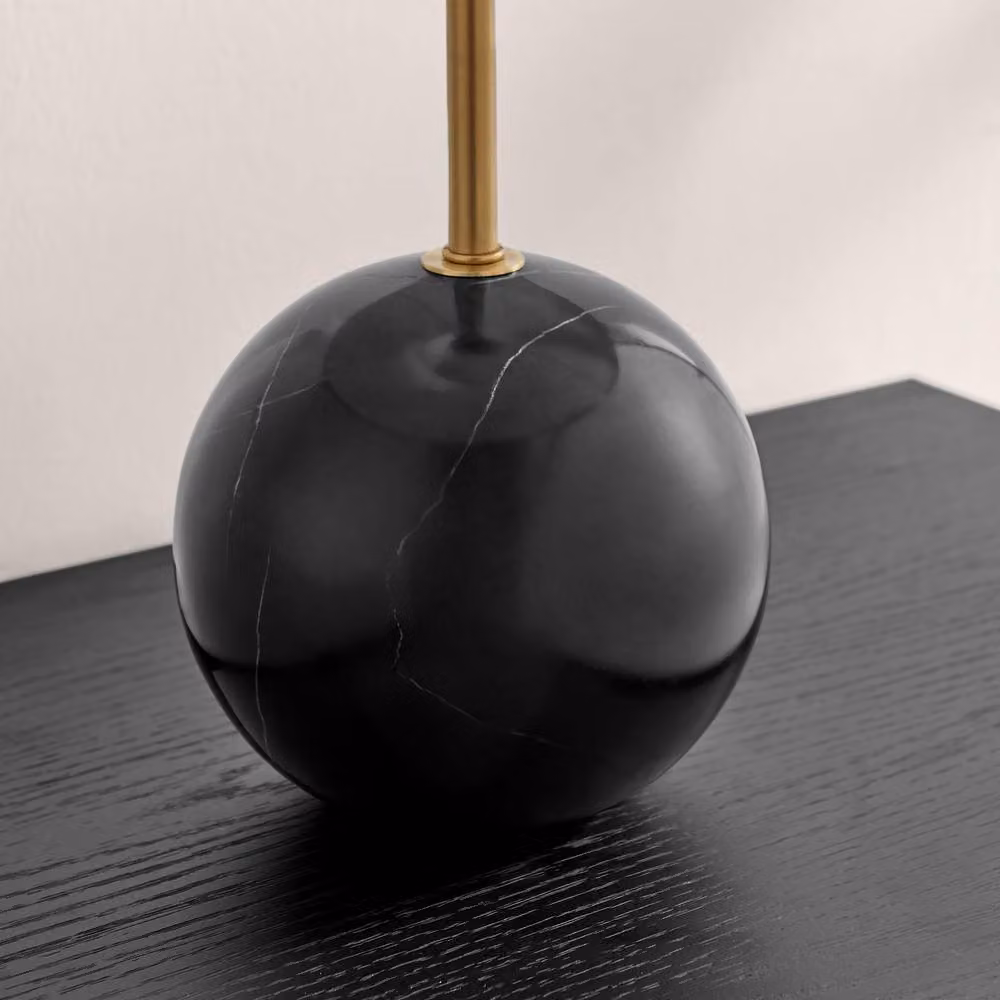 FurnitureboxUK Joceline Round Table Lamp with Black Marble and Brass Base – 3
