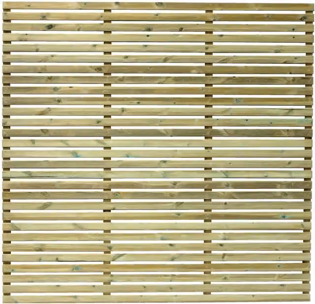 Empire Sheds Green Slatted Wood Fence Panels, Pack of 5, H x W: 182.88 x 182.88 cm