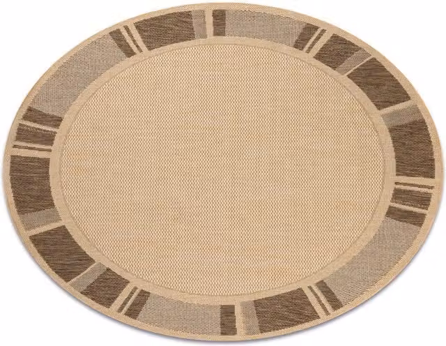 RugsX Floorlux Round Polypropylene Rug in Beige, Diameter: 200 cm – 1
