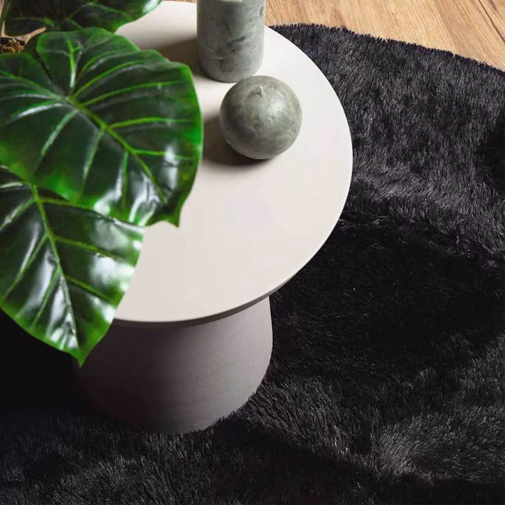 Berkfield Home NAVARRA Black Shaggy High Pile Round Polyester Rug, Diameter: 240 cm – 4