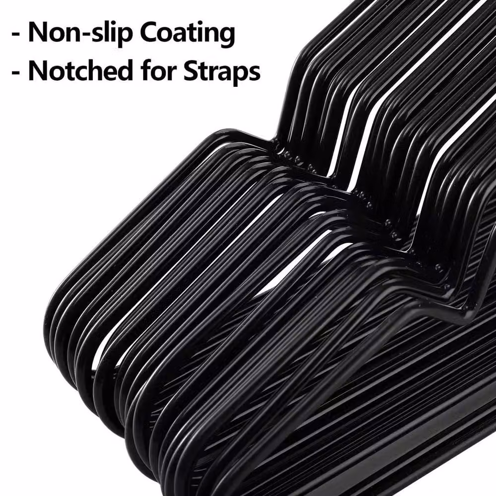 VOGREX 10-Piece Anti-Slip Metal Clothes and Trouser Hangers in Black – 2
