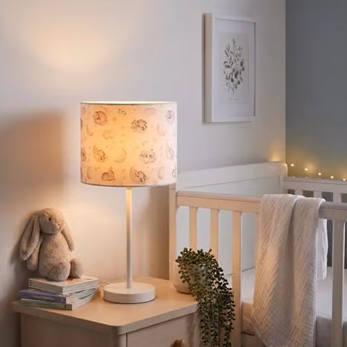 Happy Homewares White Velvet Baby Theme Cylinder Lamp Shade with Stars, Clouds and Animals, W/D/H: 18 x 18 x 25 cm – 2
