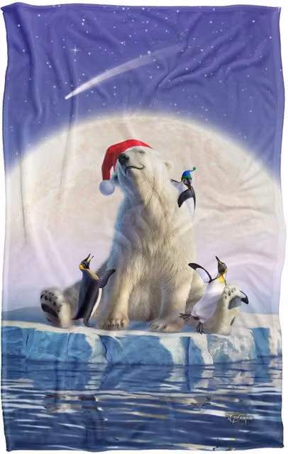 JQ Licensing JLo Christmas Polar Bear and Penguins Super Soft Silky Touch Fleece Throw Blanket, Multicolour, W: 91 cm, D: 147 cm – 6