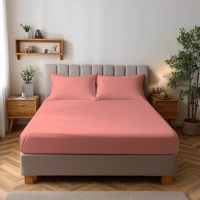 Snug City Double Microfibre Soft Touch Fitted Sheet in Pink, W/D/H: 140 x 200 x 25 cm