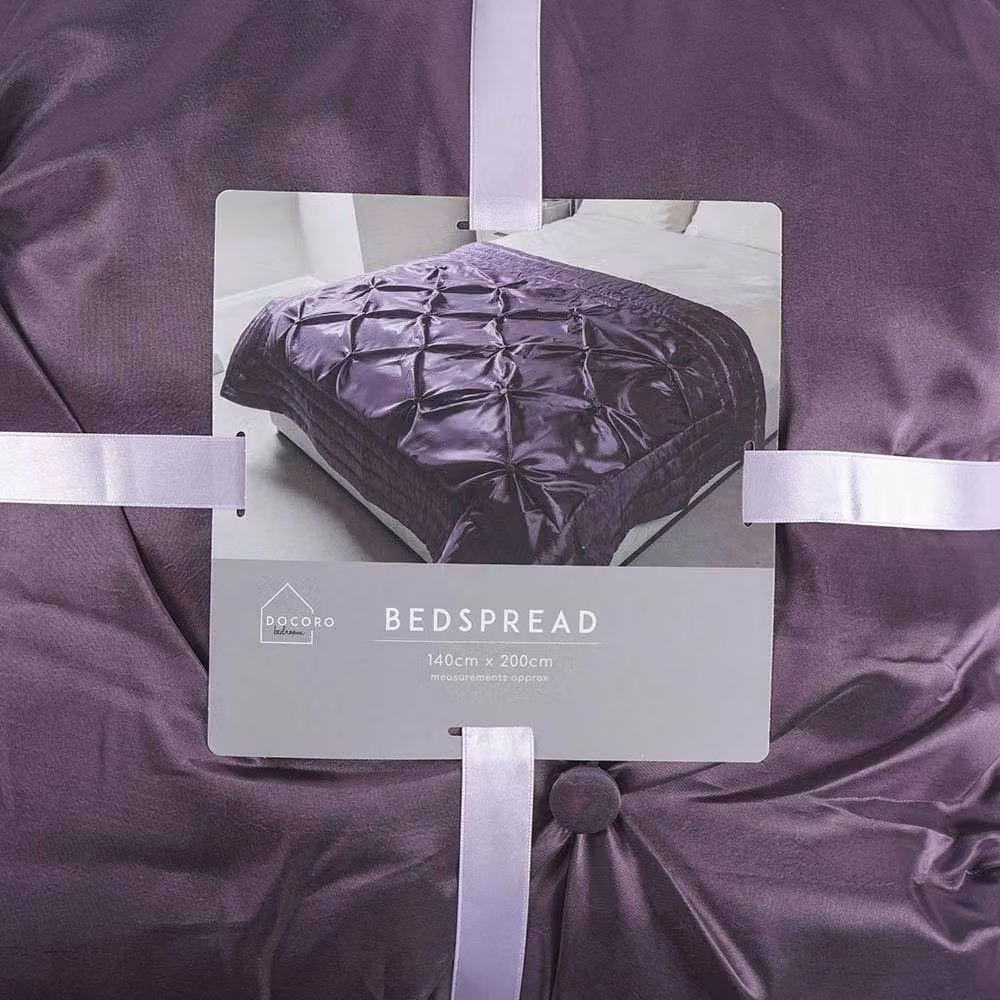 Voltico Quilted Buttoned Bedspread in Petrol, Purple and Silver, W/D/H: 140 x 200 cm – 2