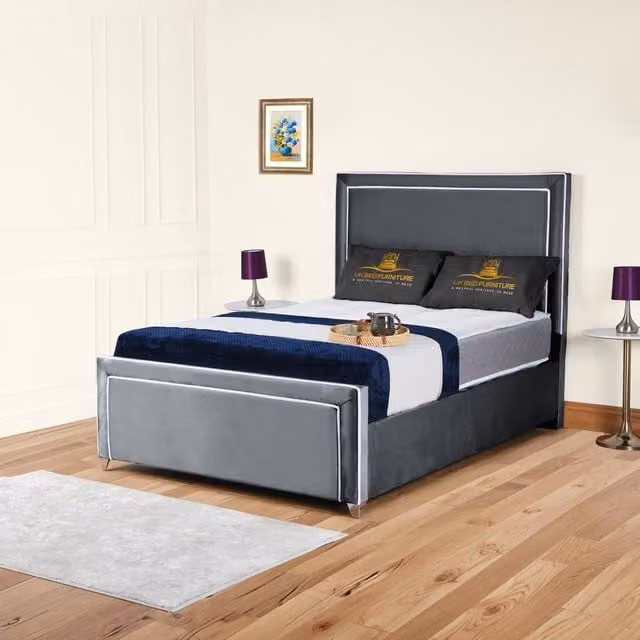 UK Bed Furniture Ariana Ottoman Gas Lift Upholstered Velvet Bed in Anthracite Grey, Size: Double (140 x 200 cm) – 1