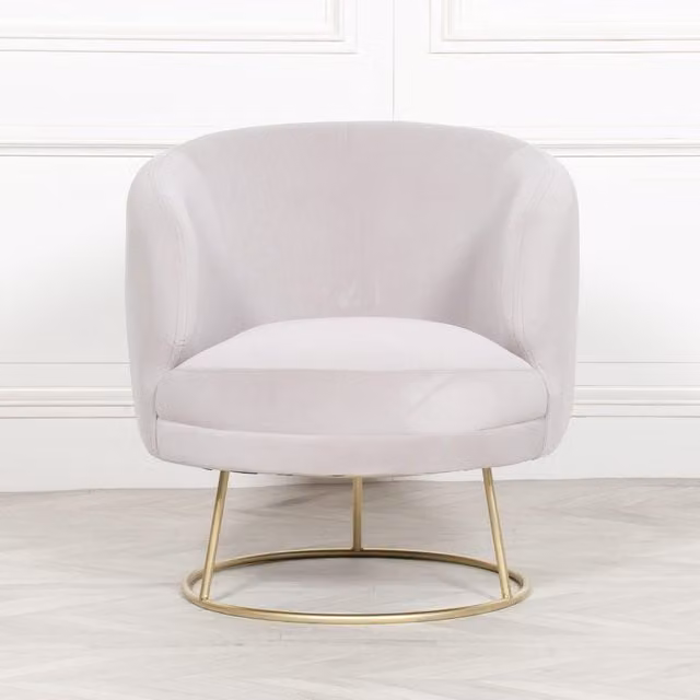 Glasstone Deco Grey Velvet Armchair with Gold Metal Frame