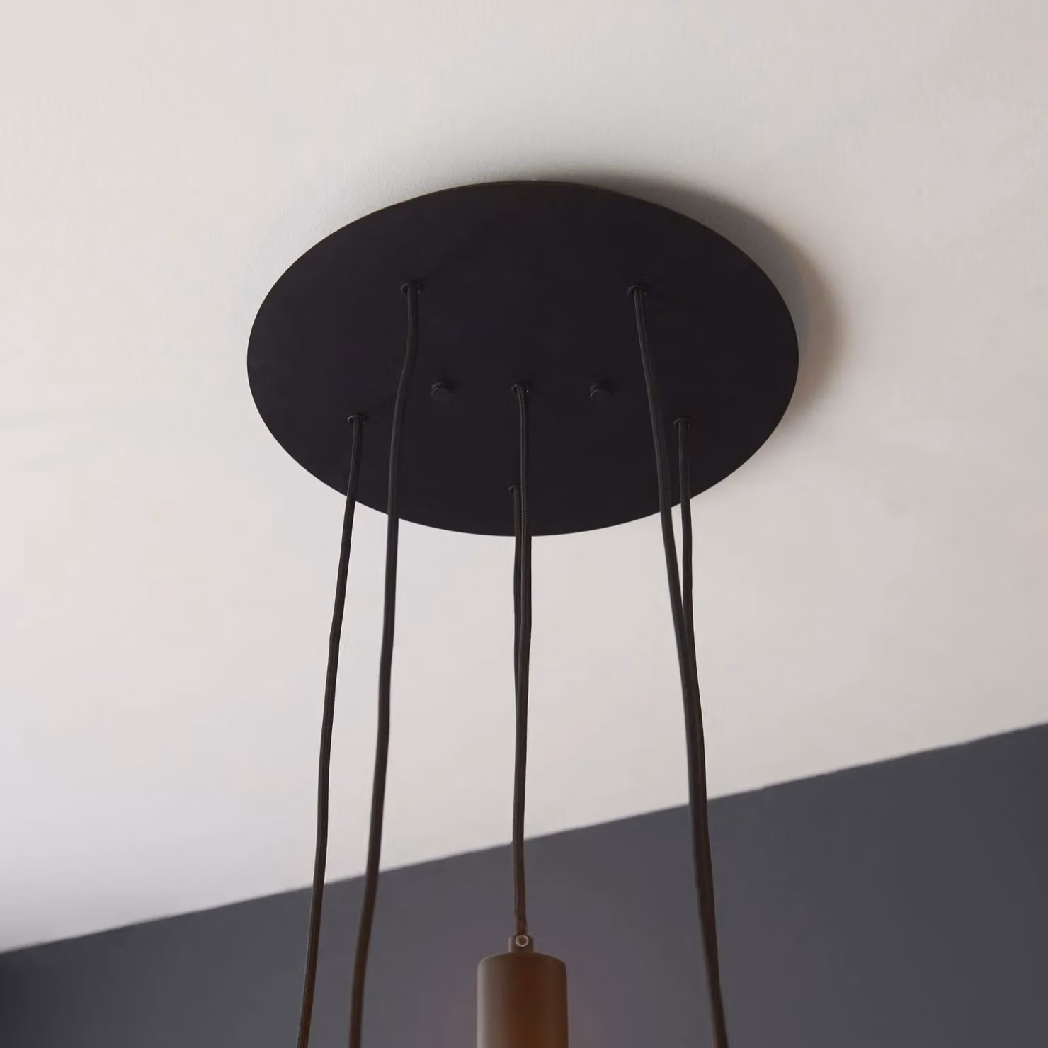 Loops Dimmable Suspended Ceiling Pendant Light in Matt Black with 6 x E27 LED Glass Rings – 3