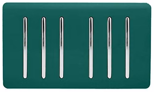 Trendi 6 Gang 2 Way Rocker Double Plate Tactile Light Switch in Green