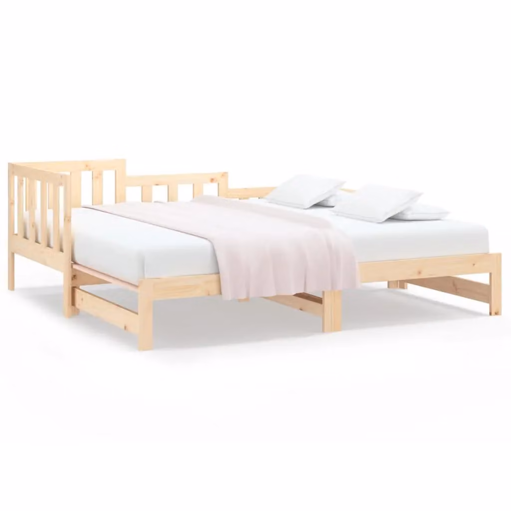 Berkfield Home Rustic Pull-out Day Bed in Brown Solid Pine, W/D/H: 180 x 190 x 90 cm – 2