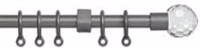 NewEdgeBlinds Silver Crystal Ball Metal Curtain Pole Set, Silver, Length: 120 cm