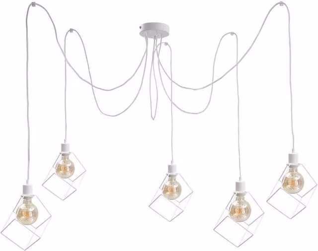 Netlighting Ruben Cluster Pendant Ceiling Light in White with 5x E27 Glass Shades