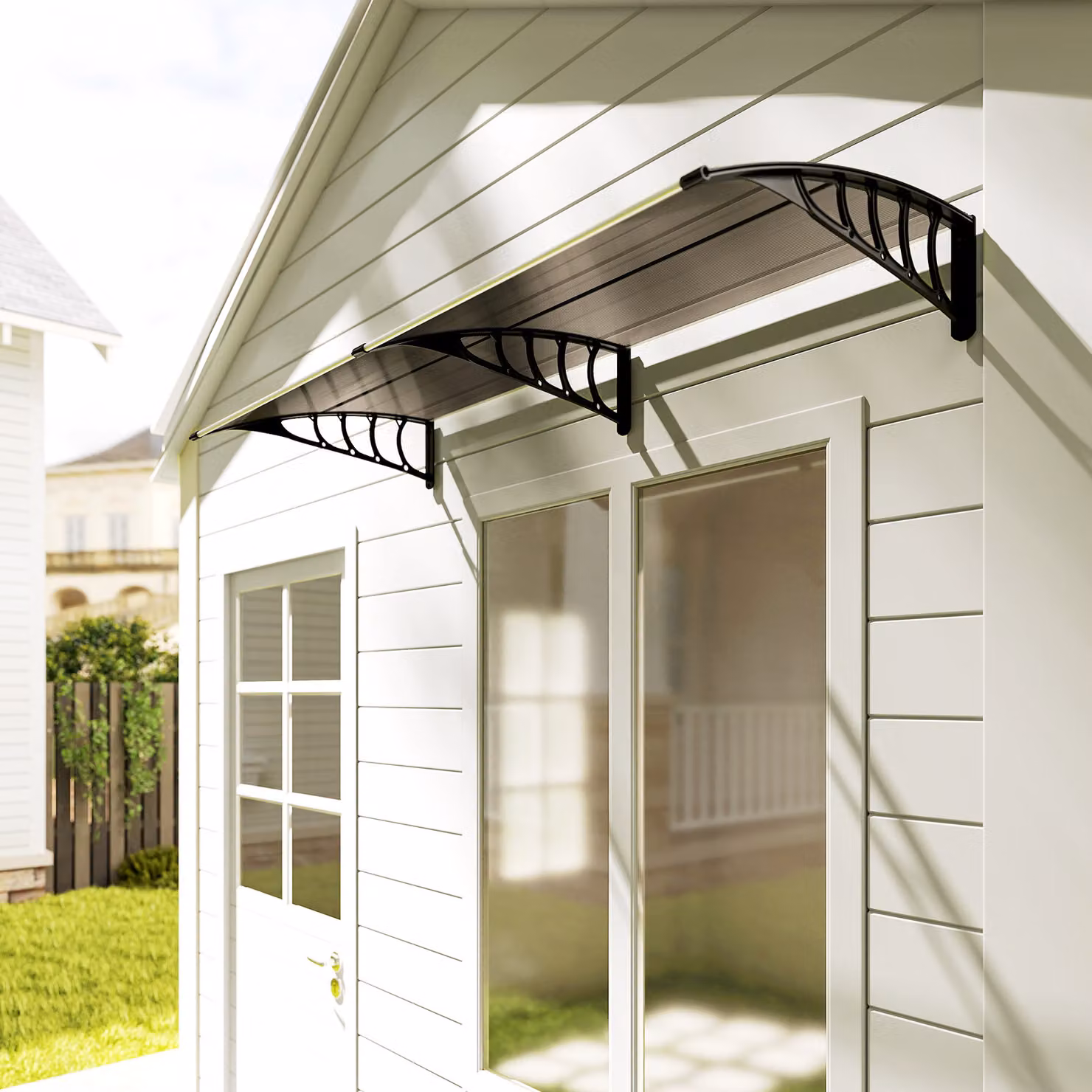 Outsunny Brown Front Door Canopy Outdoor Awning and Rain Shelter W: 200 cm, D: 96 cm – 8