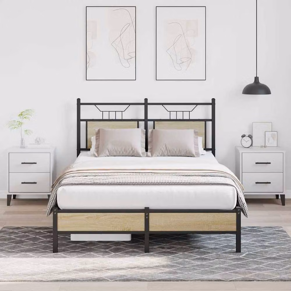 Berkfield Home Sonoma Oak Small Double Bed Frame in Brown, W/D/H: 120 x 190 cm – 2