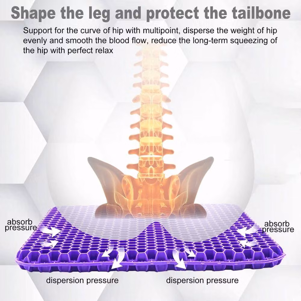 NESTLUNE Double Thick Honeycomb Gel Cooling Seat Cushion, Purple, W: 100 cm, D: 100 cm, H: 1 cm – 4