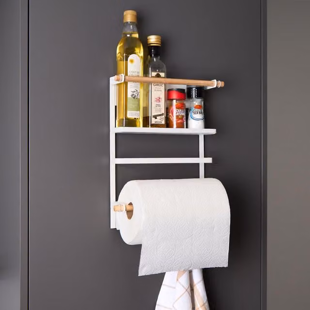 OHS White Metal Hanging Pantry Door Rack